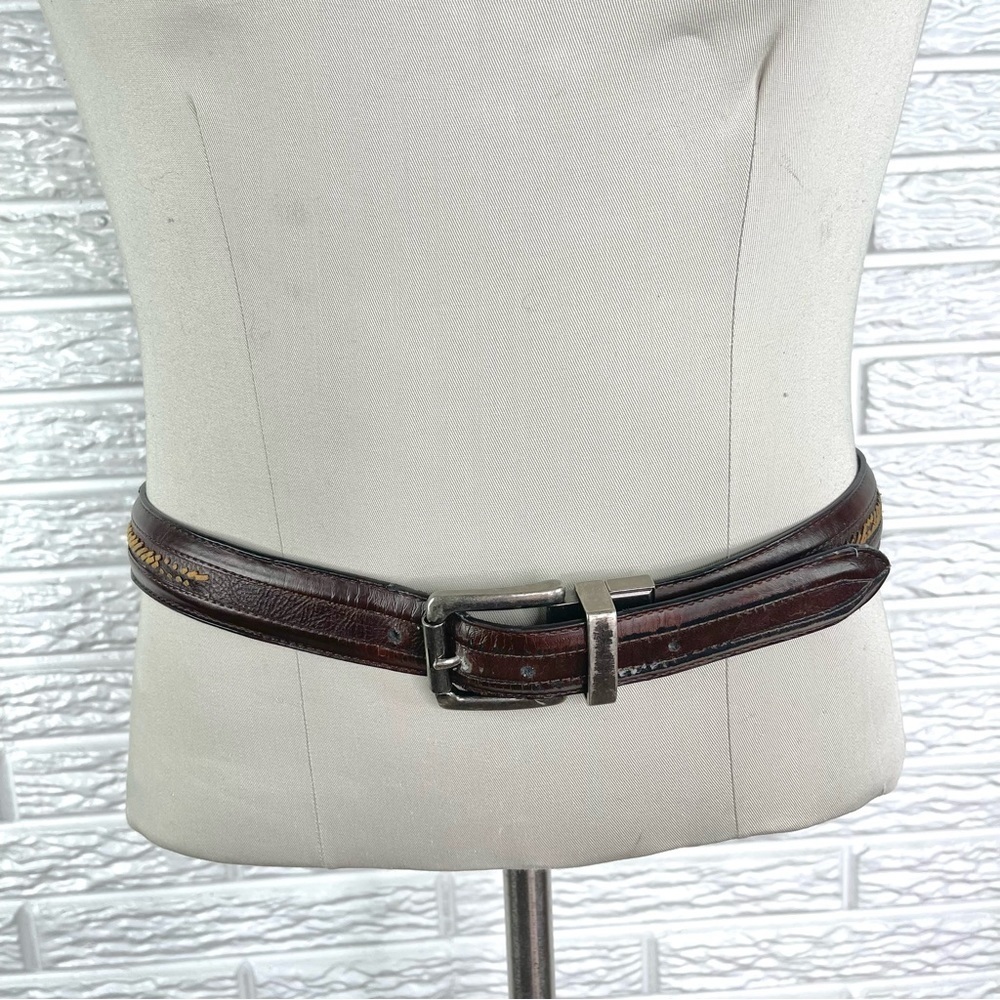 Columbia Mens Faux Leather Belt Woven Tan Brown Size 36/90 11CO02M7